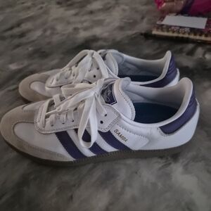 Adidas Samba White and Purple Sneakers